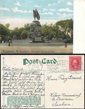 Philadelphia Pennsylvania Washington Monument Fairmount Park o 30.7.1913