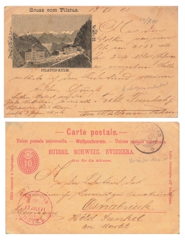 Pilatus-Kulm Vorläuferganzsache 10 Rappen o 14.7.1891