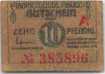 Plauen Vogtland Notgeldschein 1919