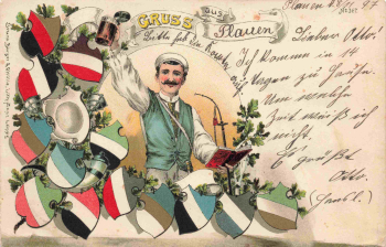 Plauen Vogtland Studentica Litho Bruno Bürger 367 gebraucht 1897
