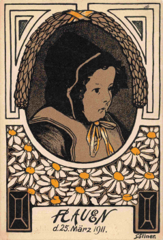 Plauen Vogtland Margaretentag 1911 Jugendstil Künstlerkarte Söllner *