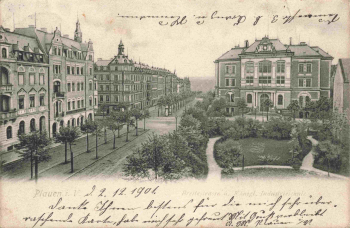 Plauen Vogtland Breite-Strasse und Industrieschule o 1901