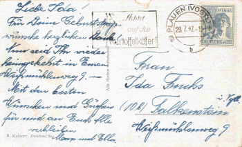 Plauen Vogtland Johanstrasse mit PKW BMW 315 o 1947