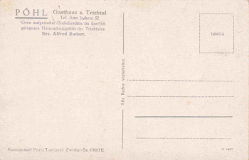 08543 Pöhl Vogtland Gasthaus zum Triebtal * um 1940