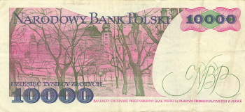 Poland 10000 Dziesiec Tysiecy Zlotych 1988 banknote