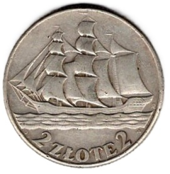 Polen 2 Zlote 1936 15 Jahre Hafen von Gdynia