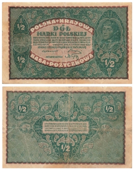 Polen 1/2 Dol Marki Polskiej 1919 Banknote