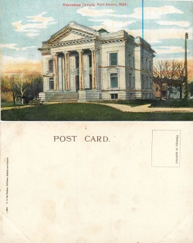 Michigan Port Huron Maccabee Mica Map Temple * circa 1910