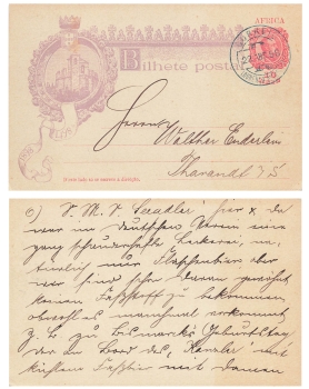Portuguese Africa postal stationery 10 rice o April 22, 1898