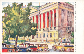 Posen Bibliothek Künstlerkarte Rozankowski Poznan * um 1920