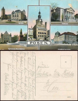 Posen, Mehrbildkarte gebr. ca. 1915