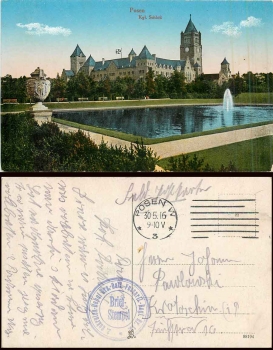 Posen Schloss Feldpost 2. Rekuten Depot-Ers.-Battl. Fussartl. Regt. Nr.19  o 30.5.1916