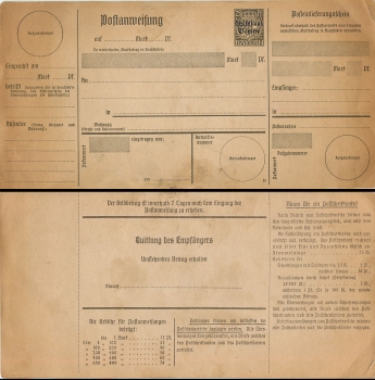 Postal order from the People's State of Bavaria 25 Pfennigs