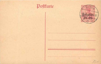 Etappengebiet West Zivilarbeiterpostkarte Ganzsache 10 Cent. auf 10 Pfennig GermaniaPostgebiet Ob. Ost Ganzsache 10 Pfennig Germania o Riga 24.12.1918
