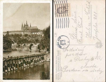 Prag Schloss und Karlsbrücke o 25.10.1949
