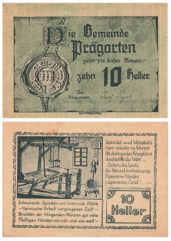Pragarten Gemeinde 10 Heller 1920 Notgeld