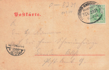 01774 Pretzschendorf Gasthaus zum Hirsch Bahnpost Frauenstein-Klingenberg-Colmitz Zug 2931 o 1904