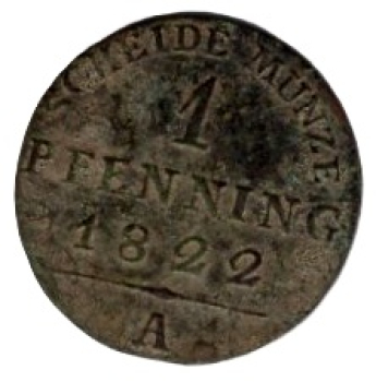 Preussen 1 Pfennig 1822 A Friedrich Wilhelm III.