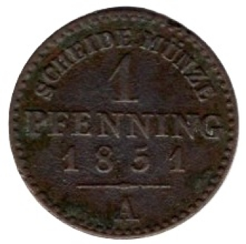 Preussen 1 Pfennig 1851 A Friedrich Wilhelm VI.