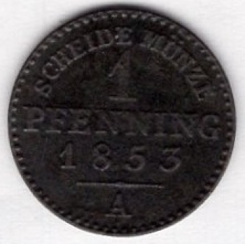 Preussen 1 Pfennig 1853 A Friedrich Wilhelm VI.