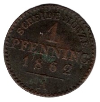 Prussia 1 Pfennig 1862 A Wilhelm I.