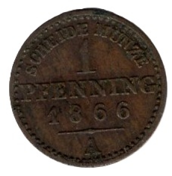 Prussia 1 Pfennig 1866 A Wilhelm I.