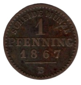 Prussia 1 Pfennig 1867 B Wilhelm I.