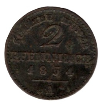 Preussen 2 Pfennig 1854 A Friedrich Wilhelm VI.