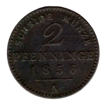 Preussen 2 Pfennig 1856 A Friedrich Wilhelm VI.