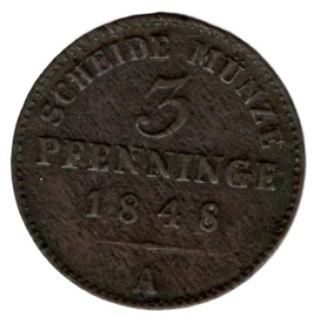 Preussen 3 Pfennig 1848 A Friedrich Wilhelm VI.