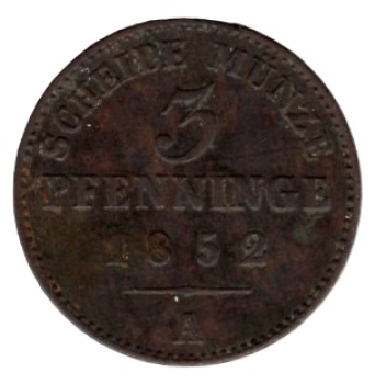 Prussia 3 Pfennig 1852 A Friedrich Wilhelm VI.