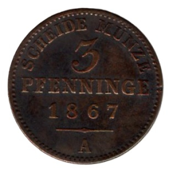 Prussia 3 Pfennig 1867 A Wilhelm I.