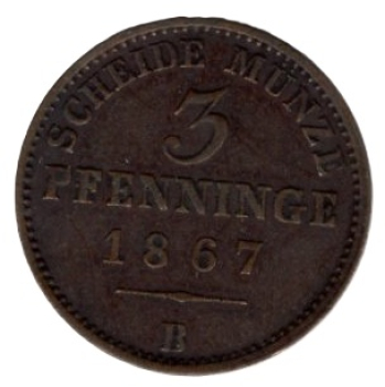 Prussia 3 Pfennig 1867 B Wilhelm I.