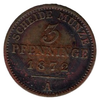 Prussia 3 Pfennig 1872 A Wilhelm I.