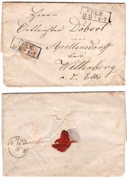 Prussia Mir.Nr. 18 on cover 3 silver groschen stamped Culm 11/16/1867 to Wittenberg