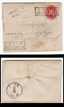 Preussen Michel 16 A silver penny on a letter from Schleusingen March 11, 1867 to Suhl