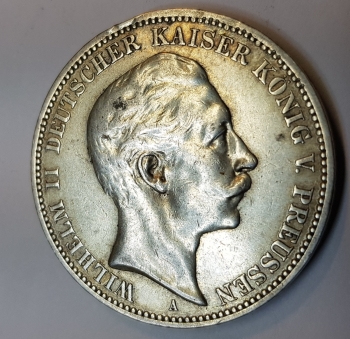 3 Mark PREUSSEN 1910 Wilhelm II vz.