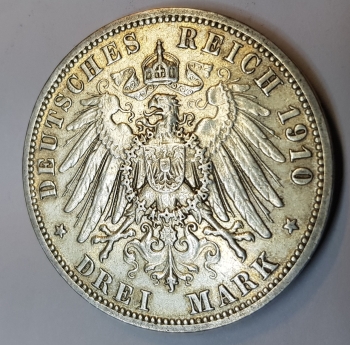3 Mark PREUSSEN 1910 Wilhelm II vz.