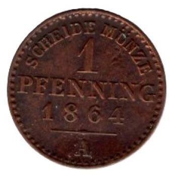 Prussia 1 Pfennig 1864 A Wilhelm I.