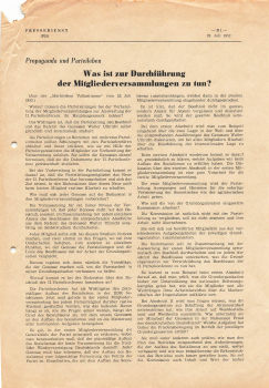 Propaganda und Parteileben Pressedienst der DDR 2 Seiten 1952
