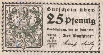 Quedlinburg Notgeldschein 1920