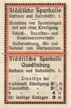 Quedlinburg Parkasse Notgeldschein um 1920