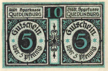 Quedlinburg Parkasse Notgeldschein um 1920