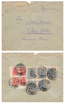 RSFSR 100 rubles and hunger stamp on letter o Moscow February 27, 1923 to Bad Elster