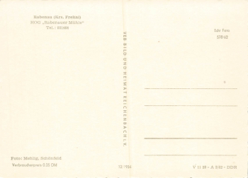 01734 Rabenauer Muehle Sachsen HO Restaurant * 1962