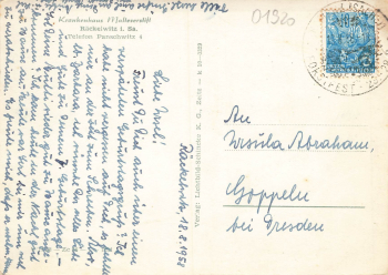 01920 Raeckelwitz Oberlausitz Krankenhaus o 1958