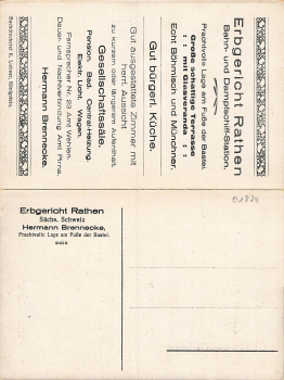 01824 Rathen, Gasthof Erbgericht, Saxon Switzerland, folding map * circa 1920