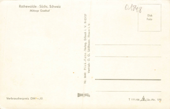 01848 Rathewalde Sächsische Schweiz Mittags Gasthof * 1956