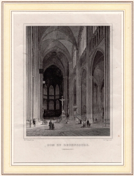 Regensburg Cathedral original steel engraving J. Poppel around 1850 
