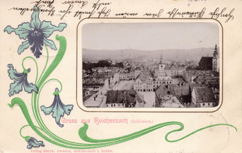 Reichenbach Eulengebirge Silesia Dzierżoniów Art Nouveau map o 1901
